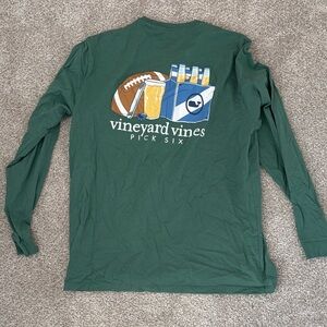 Vineyard Vines Pick Six Green Long Sleeve Tee